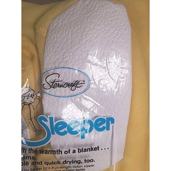 NOS VTG Blanket Sleeper Footed Pajama Yellow Bear Sterncraft Toddler Large USA - Picture 4 of 6